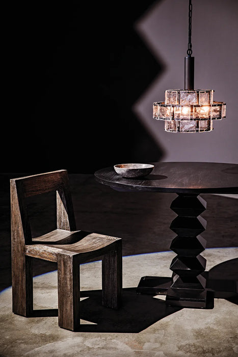 NOIR Furniture - 48" Zig Zag Dining Table, Hand Rubbed Black - GTAB472HB-48 - GreatFurnitureDeal