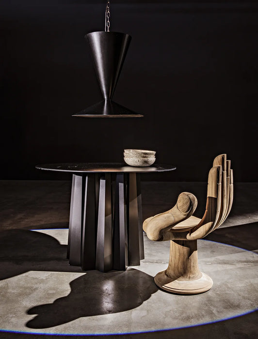 NOIR Furniture - Column Dining Table, Black Metal - GTAB559MTB - GreatFurnitureDeal