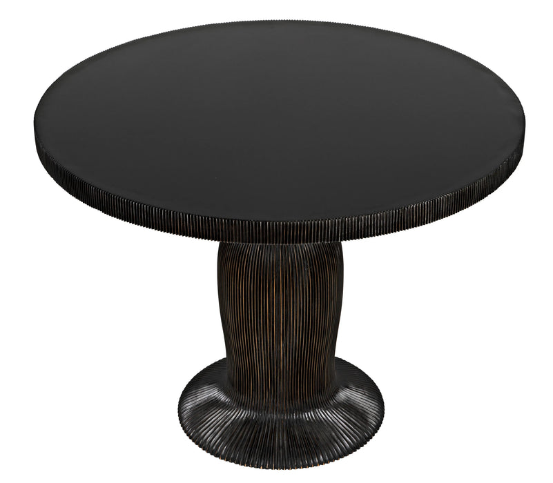 NOIR Furniture - Portobello Dining Table, Hand Rubbed Black with Light Brown Trim - GTAB560HB