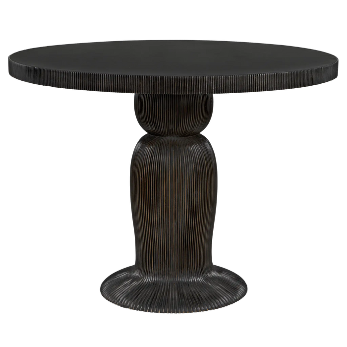 NOIR Furniture - Portobello Dining Table, Hand Rubbed Black with Light Brown Trim - GTAB560HB - GreatFurnitureDeal