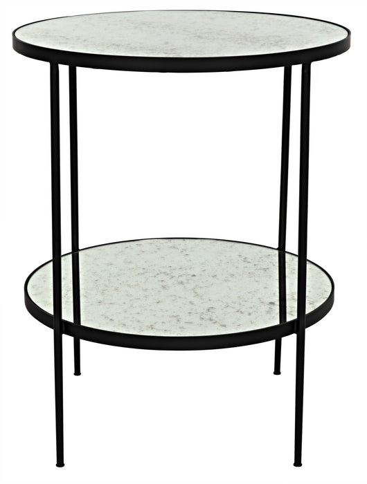 NOIR Furniture - Anna Side Table, Black Metal with Antique Glass - GTAB622MTB