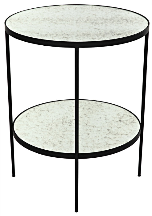 NOIR Furniture - Anna Side Table, Black Metal with Antique Glass - GTAB622MTB