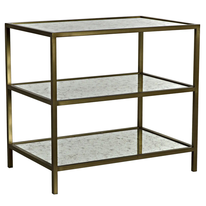 NOIR Furniture - 3 Tier Side Table W-Antique Glass, Antique Brass Finish - GTAB658MB