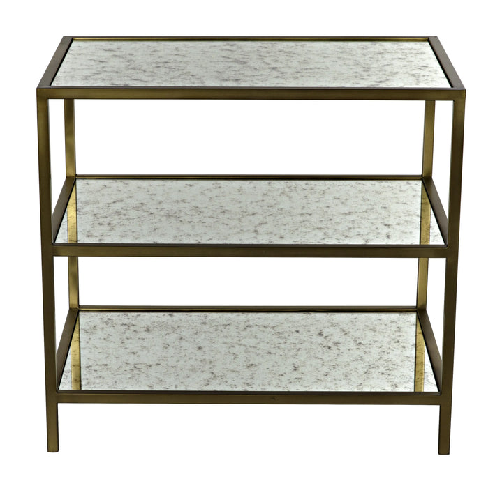 NOIR Furniture - 3 Tier Side Table W-Antique Glass, Antique Brass Finish - GTAB658MB