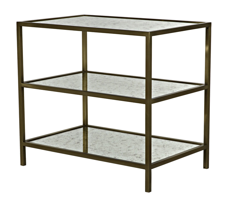 NOIR Furniture - 3 Tier Side Table W-Antique Glass, Antique Brass Finish - GTAB658MB - GreatFurnitureDeal