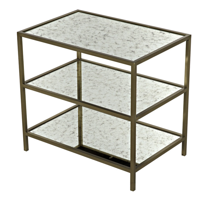 NOIR Furniture - 3 Tier Side Table W-Antique Glass, Antique Brass Finish - GTAB658MB - GreatFurnitureDeal