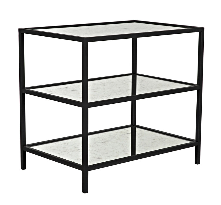 NOIR Furniture - 3 Tier Side Table with Antique Glass, Black Metal - GTAB658MTB - GreatFurnitureDeal