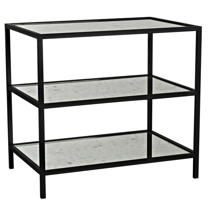 NOIR Furniture - 3 Tier Side Table with Antique Glass, Black Metal - GTAB658MTB - GreatFurnitureDeal