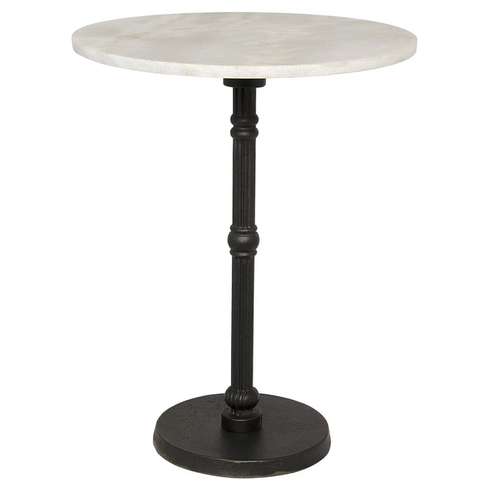 NOIR Furniture - Antonie Side Table, Black Metal with White Stone - GTAB776MTB - GreatFurnitureDeal