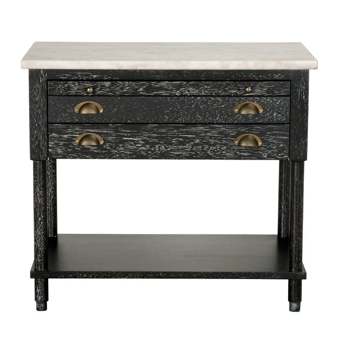 Noir Furniture - Artemio Side Table with Marble Top - GTAB9030BKW - GreatFurnitureDeal