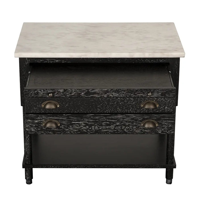 Noir Furniture - Artemio Side Table with Marble Top - GTAB9030BKW - GreatFurnitureDeal