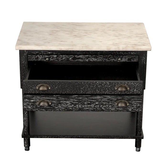 Noir Furniture - Artemio Side Table with Marble Top - GTAB9030BKW - GreatFurnitureDeal