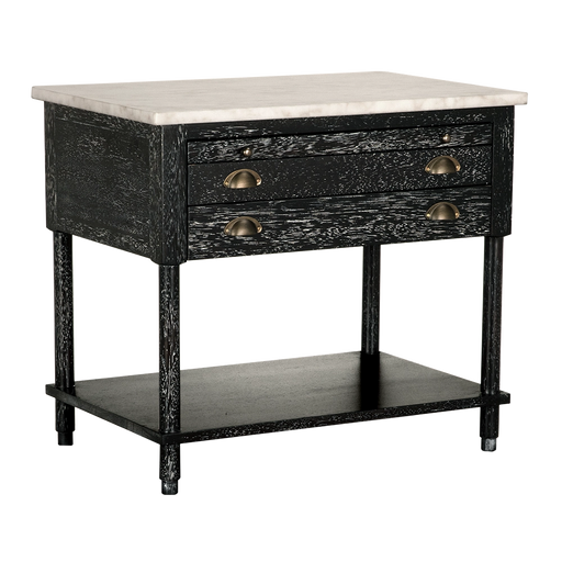 Noir Furniture - Artemio Side Table with Marble Top - GTAB9030BKW - GreatFurnitureDeal