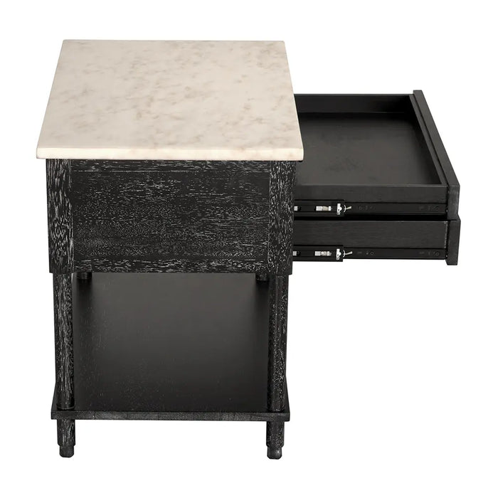 Noir Furniture - Artemio Side Table with Marble Top - GTAB9030BKW - GreatFurnitureDeal