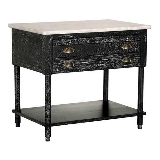 Noir Furniture - Artemio Side Table with Marble Top - GTAB9030BKW - GreatFurnitureDeal