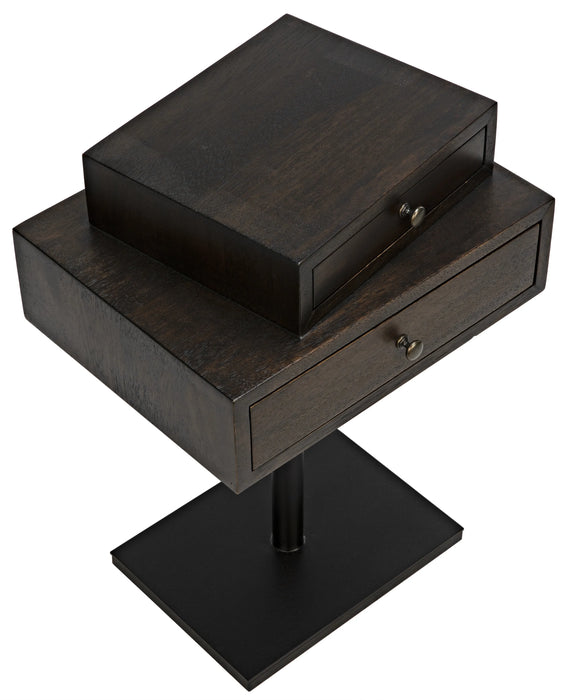 NOIR Furniture - Enola Side Table, Ebony Walnut with Metal Base - GTAB941EB