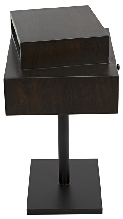 NOIR Furniture - Enola Side Table, Ebony Walnut with Metal Base - GTAB941EB