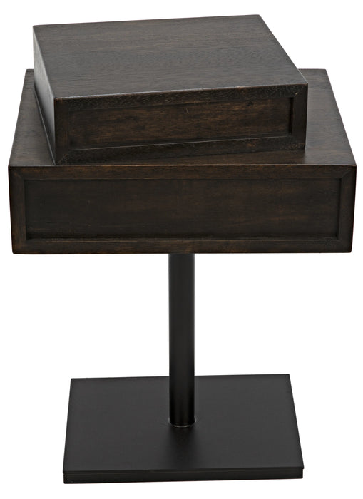 NOIR Furniture - Enola Side Table, Ebony Walnut with Metal Base - GTAB941EB - GreatFurnitureDeal