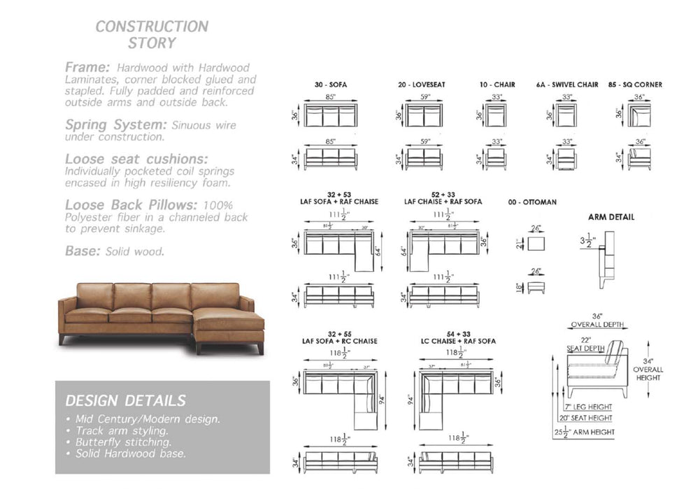 GFD Leather - Metropole All Leather Sofa - X2-30-FG - GreatFurnitureDeal