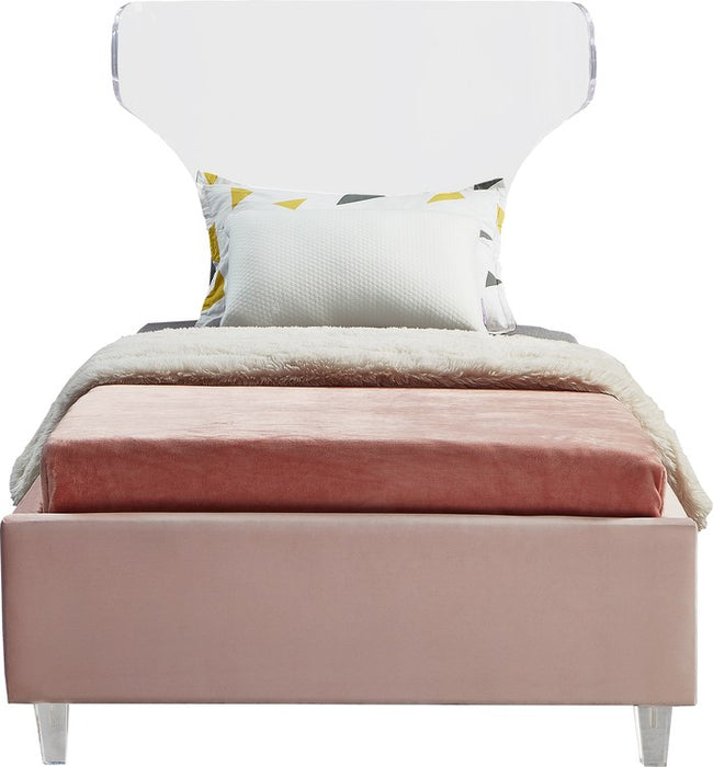 Meridian Furniture - Ghost Pink Velvet Upholstered Twin Bed - GhostPink-T - GreatFurnitureDeal
