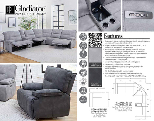 Parker Living - Gladiator 6 Piece Sectional Sofa in Sky - MGLA-PACKA(H)-SKY - GreatFurnitureDeal