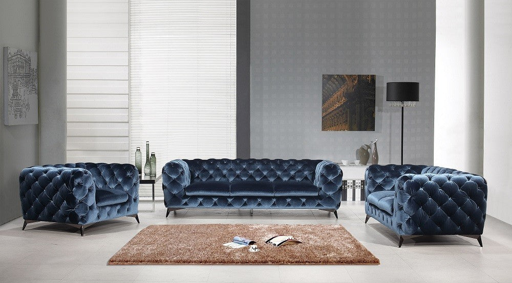 J&M Furniture - Glitz 3 Piece Sofa Set in Blue - 184451-3