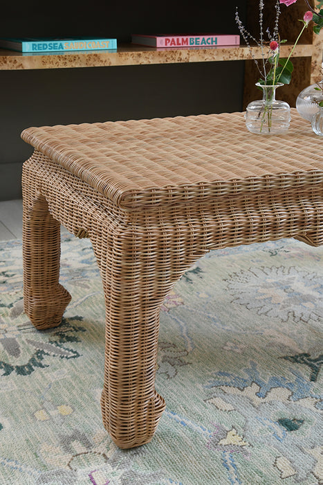 Worlds Away - Ming Coffee Table In Woven Rattan - GUINEVERE - GreatFurnitureDeal