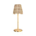 Worlds Away - Rechargeable Table Lamp With Bamboo Detail Pole In Brass With Scalloped Rattan Shade - HALLIE - GreatFurnitureDeal