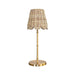 Worlds Away - Rechargeable Table Lamp With Bamboo Detail Pole In Brass With Scalloped Rattan Shade - HALLIE - GreatFurnitureDeal