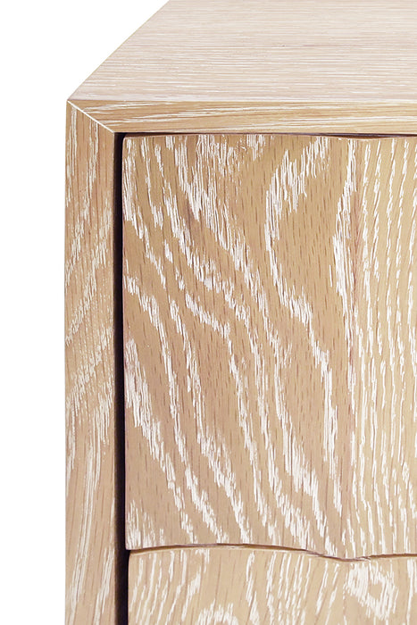 Worlds Away - Hammond Two Door Side Table With Fluted Detail In Cerused Oak - HAMMOND CO - GreatFurnitureDeal