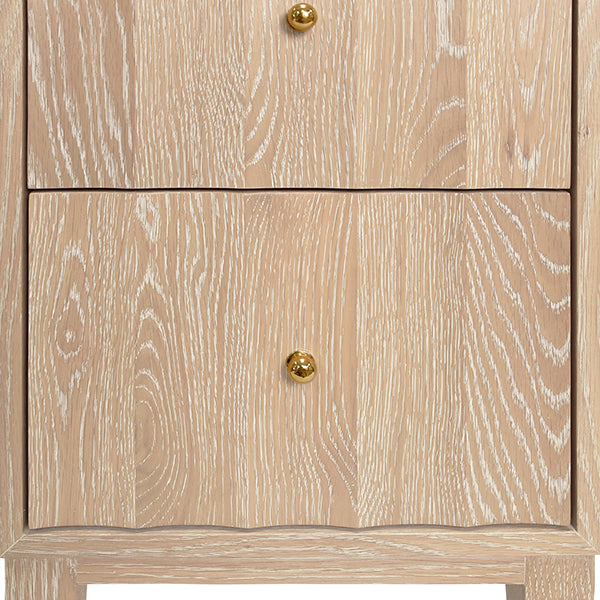 Worlds Away - Hammond Two Door Side Table With Fluted Detail In Cerused Oak - HAMMOND CO - GreatFurnitureDeal