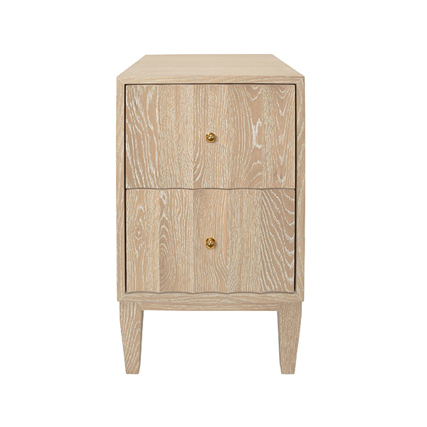 Worlds Away - Hammond Two Door Side Table With Fluted Detail In Cerused Oak - HAMMOND CO - GreatFurnitureDeal