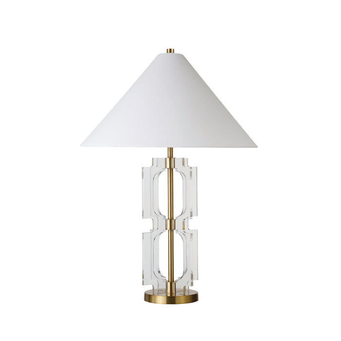 Worlds Away - Double Stacked Acrylic Square Table Lamp With Antique Brass Parts - HANSEN ABR - GreatFurnitureDeal