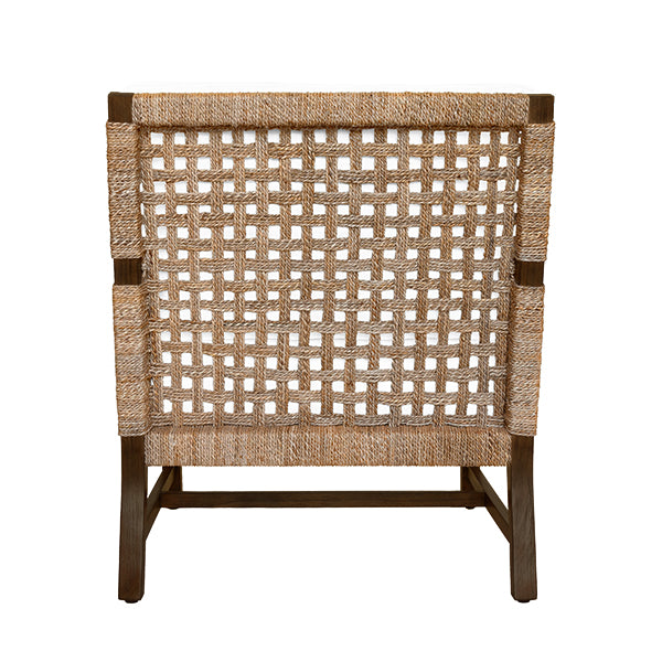Worlds Away - Harmon Club Chair With Woven Seagrass Detail and Ivory Linen Cushion - HARMON