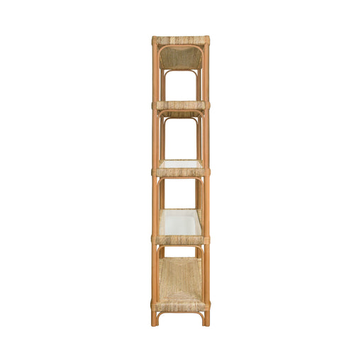 Worlds Away - Rattan Etagere With Seagrass Wrapped And Clear Glass Shelves - HAWTHORN - GreatFurnitureDeal