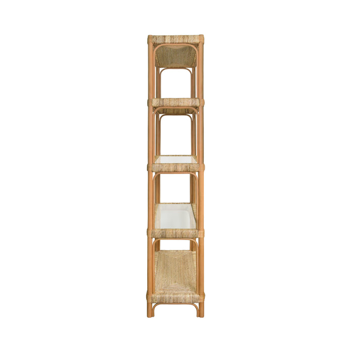Worlds Away - Rattan Etagere With Seagrass Wrapped And Clear Glass Shelves - HAWTHORN - GreatFurnitureDeal