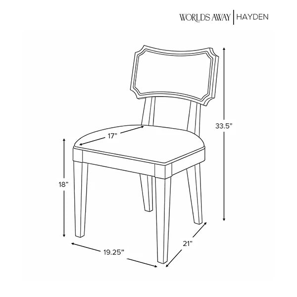Worlds Away - Hayden Bow Back Dining Chair In Matte White Lacquer With Camel Faux Leather Upholstery - HAYDEN CML