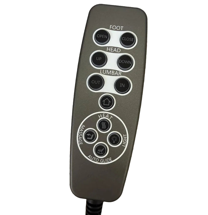 Parker House Replacement Remote Hand Control with Power Headrest, Massage and Heat & Auto Glide - HC091-2MILO - GreatFurnitureDeal