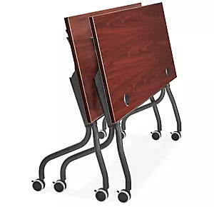 GFD Foldable Training Desk / Table with Wheels in Mahogany - 72" x 24" - GreatFurnitureDeal