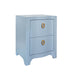 Worlds Away - Curved Front Side Table With Two Drawers In Light Blue Textured Linen With Satin Brass Ring Hardware - HELENA LB - GreatFurnitureDeal