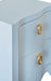 Worlds Away - Curved Front Side Table With Two Drawers In Light Blue Textured Linen With Satin Brass Ring Hardware - HELENA LB - GreatFurnitureDeal