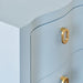 Worlds Away - Curved Front Side Table With Two Drawers In Light Blue Textured Linen With Satin Brass Ring Hardware - HELENA LB - GreatFurnitureDeal