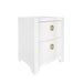 Worlds Away - Curved Front Side Table With Two Drawers In White Textured Linen With Satin Brass Ring Hardware - HELENA WH - GreatFurnitureDeal
