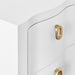 Worlds Away - Curved Front Side Table With Two Drawers In White Textured Linen With Satin Brass Ring Hardware - HELENA WH - GreatFurnitureDeal