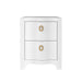 Worlds Away - Curved Front Side Table With Two Drawers In White Textured Linen With Satin Brass Ring Hardware - HELENA WH - GreatFurnitureDeal