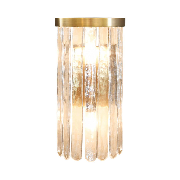 Worlds Away - Heloise Two Light Hanging Textured Glass Sconce In Brushed Brass - HELOISE BBR - GreatFurnitureDeal