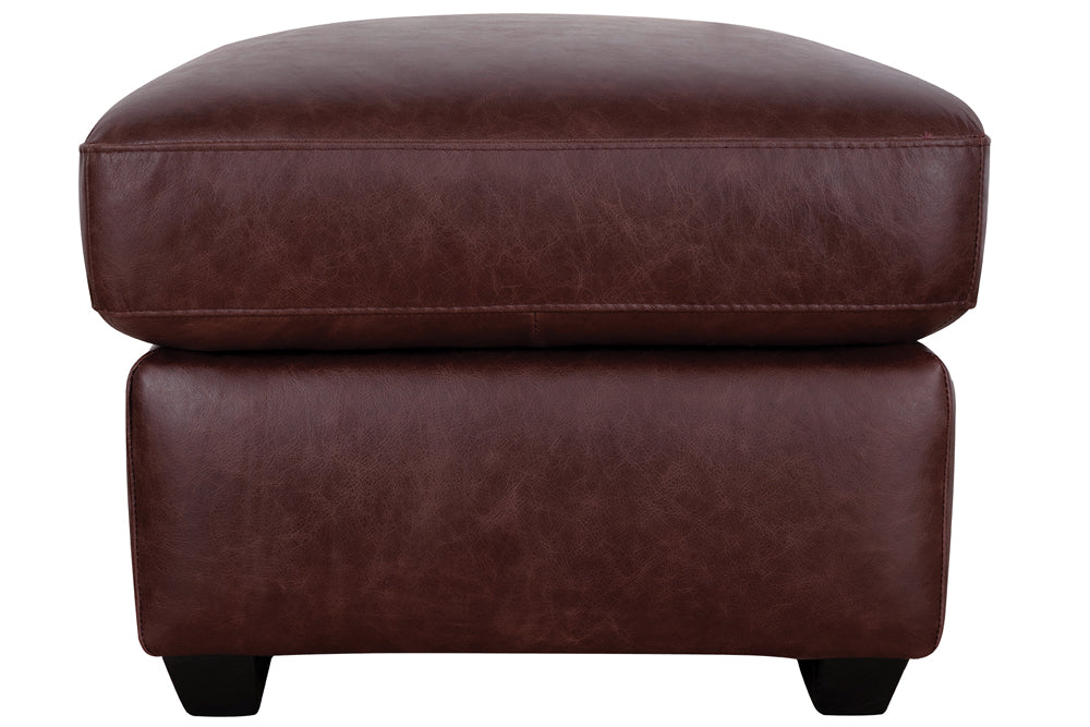 Mariano Italian Leather Furniture - Henry Ottoman in Merlot - Henry-O-3526 - GreatFurnitureDeal