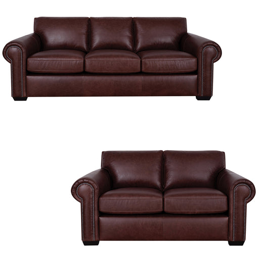 Mariano Italian Leather Furniture - Henry 2 Piece Sofa Set in Merlot - Henry-SL-3526 Merlot - GreatFurnitureDeal