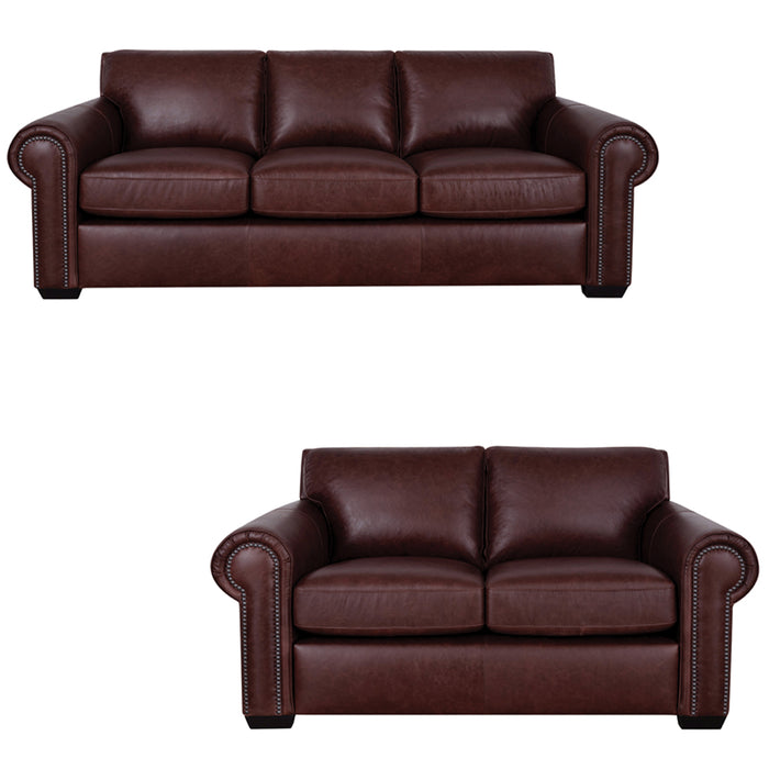 Mariano Italian Leather Furniture - Henry 2 Piece Sofa Set in Merlot - Henry-SL-3526 Merlot - GreatFurnitureDeal