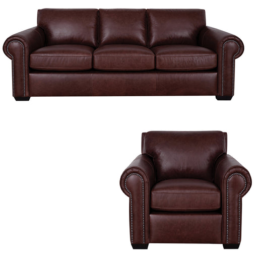 Mariano Italian Leather Furniture - Henry 2 Piece Sofa Set in Merlot - Henry-SC-3526 Merlot - GreatFurnitureDeal
